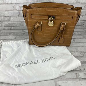 Michael Kors Hamilton Purse Bag Handbag Brown Alligator Dust Bag NWOT